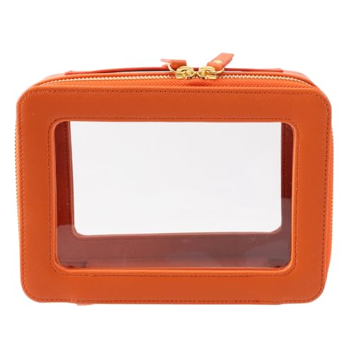 SANHECUN Toiletry bag waterproof cosmetic organizer with with handle large opening for travelling car organizers (Orange) - color: Orange, size: Carry on 8 inch