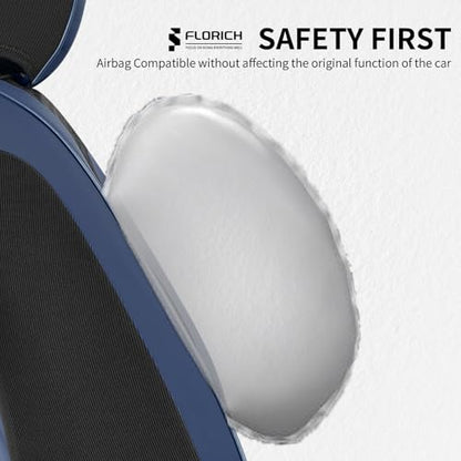 FLORICH Leather Front Car Seat Covers Waterproof Durable Front Seat Protector for Cars Luxury Seat Cover Breathable Vehicle Seat Cushion Universal Fit for Most Car Truck SUV, Black&Blue
