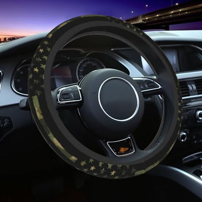 Camo Flag Steering Wheel Covers Non Slip Neoprene Universal 15 Inch Steering Wheel Protector Car Cover for Men Women - color: Camo Flag
