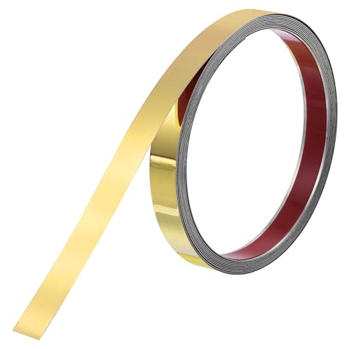 uxcell Wall Trim Molding, Stainless Steel Peel and Stick (Mirror-Like Finish), for Ceiling, Mirror Frame 16.4Ft x 0.8in，Gold - color: Gold, size: 16.4 ft x 0.8 in