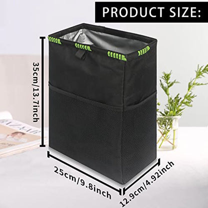 Homelove Hanging Car Trash Can with 4 Storage Pockets, Waterproof Leakproof Oxford Auto Garbage Bag, Adjustable Garbage Bag, Foldable Car Trash Bin Fit for Truck, SUV, Home, Office - color: Black-A