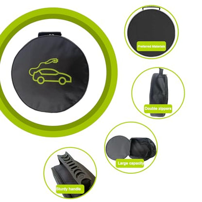 black 1pc jumper cable bag, car storage bag for charger, cable organizer, Includes EV charging cables for electric vehicles (Circle) - size: Circle