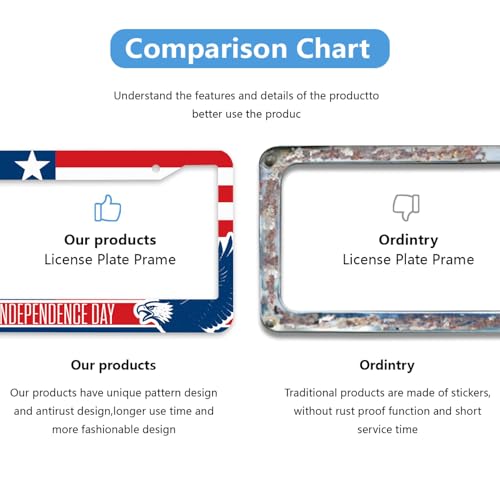 American Flag License Plate Frame Eagle Patriotic USA 4th of July Personalise Stainless Steel Funny Design Compatible with Standard License Plate Holder for USA and Canada 6.3 x 12.2 in - color: American Flag, size: 6.3 X 12.2 In-1PC