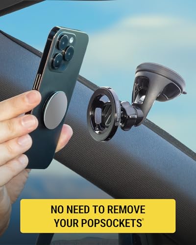 Scosche SMS2WD MagicMount MagSafe Suction Cup Phone Mount for Car Windshield/Dashboard Cell Phone Holder Compatible with Popsocket, Magnetic Stand Compatible with iPhone 17/16/15/14/13/12 & Android - size: 1 Pack, style: Window / Dash Suction