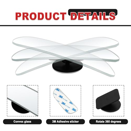 2-Pack Universal HD Blind Spot Mirrors, 360° Adjustable Frameless Convex Rear View Mirror for Cars, Trucks, SUVs, and Vans - Fan Shaped Side Mirrors Car Accessories (Square) - style: Square
