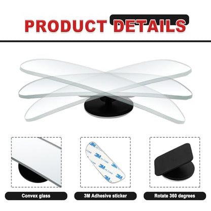 2-Pack Universal HD Blind Spot Mirrors, 360° Adjustable Frameless Convex Rear View Mirror for Cars, Trucks, SUVs, and Vans - Fan Shaped Side Mirrors Car Accessories (Square) - style: Square