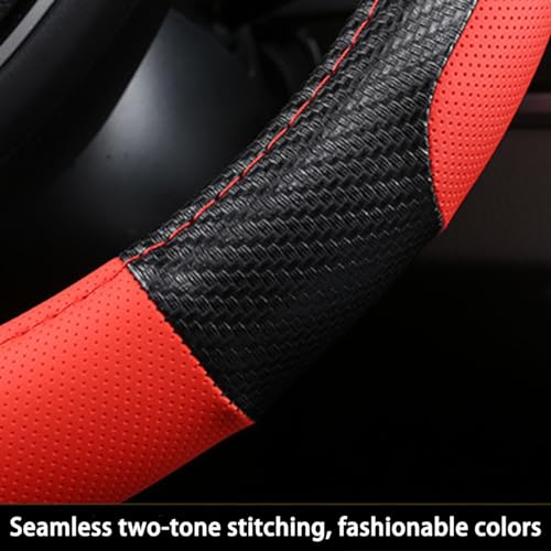 zipelo Elastic Stretch Steering Wheel Cover, Microfiber Breathable Ice Silk, Universal 15 Inch Anti-Slip Car Steering Wheel Protector, Warm in Winter and Cool in Summer for Women (Style1-Red) - color: Style1-Red