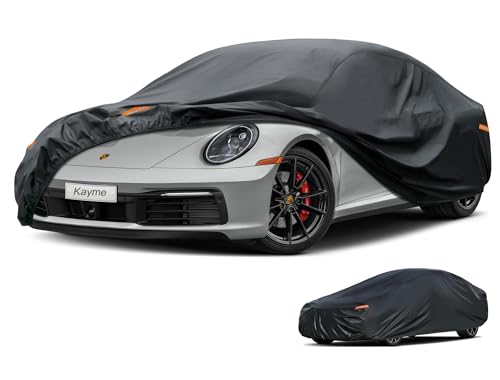 Kayme 7 Layers Coupe/Sedan Car Cover Waterproof All Weather for Automobiles, Outdoor Full Cover Sun UV Protection, Universal Fit for Porsche 911 Carrera S 4S, Chevy Corvette C4 C5 C6 C7(178-185 inch). - color: PE-Black, size: C2 Fit Coupe/Cabrio-Length (1
