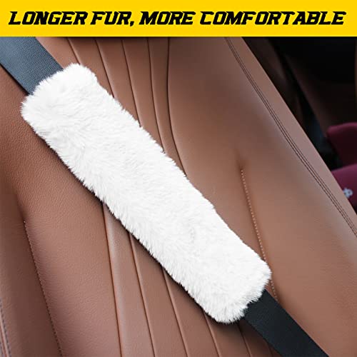 GAMPRO Car Seat Belt Pad Cover, 2-Pack Soft Car Safety Seat Belt Strap Shoulder Pad for Adults and Children, Suitable for Car Seat Belt, Backpack, Shoulder Bag (white) - color: white