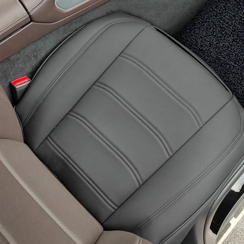 Faux Leather Front Car Seat Covers Bottom Seat Cushion Covers, Anti-Slip Full Wrap Protection with Storage Pocket, Heavy Duty Universal Fit for Most Vehicles, Sedan, Truck, SUV - color: Grey, size: 1 Pack