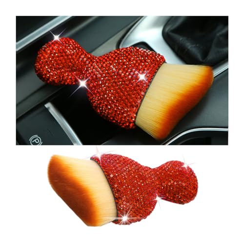 zipelo Auto Interior Dust Brush, Car Detailing Cleaning Brush with Diamond, Bling Handle Soft Bristles Dusting Tool, Scratch Free Dirt Clean Brushes for Vehicle Air Conditioner Vent (Orange) - color: Orange