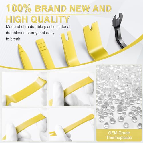 LivTee 5 pcs Auto Trim Removal Tool Kit, No Scratch Plastic Pry Tool Kit - Interior Door Panel Clip Fastener Removal Set for Vehicle Dash Radio Audio Installer (Yellow) - color: Yellow