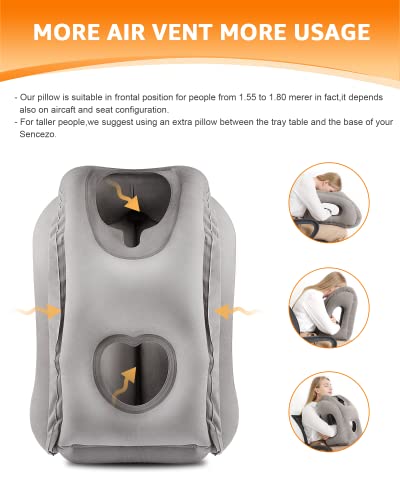 Sunany Travel Pillow, Inflatable Neck Pillow Used for Airplanes/Cars/Buses/Trains/Office Napping with Eye Mask/Earplugs (Gray) - color: Grey