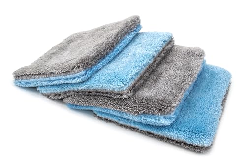 Autofiber Flat Out Microfiber Car Wash Pad - Pack of 4, Blue/Gray (9 inch x 8 inch) - color: Blue/Gray