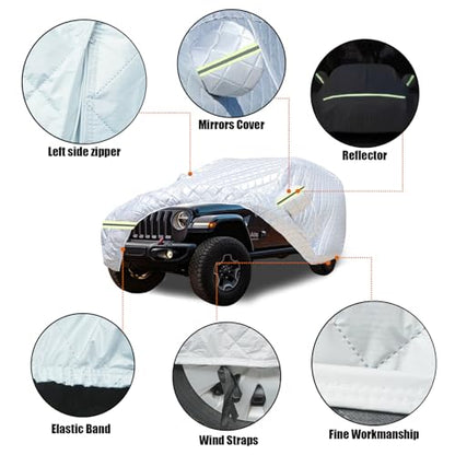 7 Layers Waterproof Heavy Duty Car Covers for Automobiles All Weather Season Anti-Hail UV Protection Snowproof Outdoor 15.4LBS Full Cover Universal Fit SUV 201" to 206" - size: SUV-Length (201"-206")