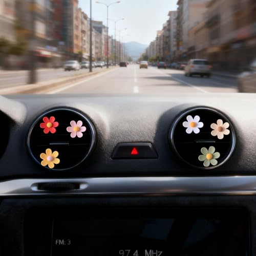 10Pcs Cute Car Vent Clips Flower Air Vent Clips Interior Aesthetic Women Automobile Air Conditioning Vents Decorations Dashboard Accessories