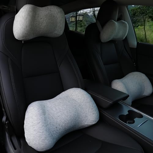 Lumbar Support Pillow for car，Car Neck Pillow Kit, Memory Foam Ergonomic Car Headrest and Lumbar Support for Driving Fatigue Relief, Comfort and Support Your Neck and Back - color: 2grey
