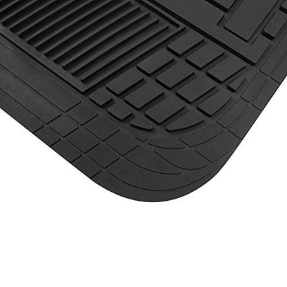 BDK 3-Piece Gray Rubber Floor Mats (Front + Rear), Heavy Duty Universal Fit Liners for Cars SUVs Trucks Vans, All Weather Protection Anti-Slip Nibs, Flexible Contours Fits Most Vehicles