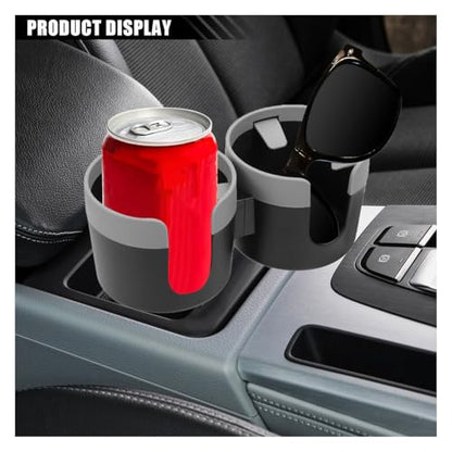 Car Double Cup Holder Extender, 2-in-1 Car Cup Holder Adapter with Adjustable Base, Universal Multifunctional Cup Holder Organizer for Beverage, Snack, Cup, Bottle Storage (Grey) - color: Grey