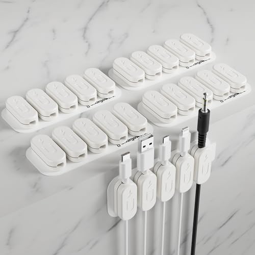 CHARGEWORX Magnetic Cable Clips 20-Pack – Adhesive Cord Organizer for Desk, Wall, Nightstand & Car – Magnetic Cable Holder for USB-C, Lightning, HDMI & Charging Cables – Cable Management Clips - color: 4-PK White