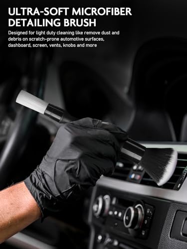 Fantasticlean 9PCS Car Interior Detailing Set, Microfiber Cloth & Applicator, Double-Head Detailing Brushes, Natural Bristles, Scratch-Free, Ultra-Soft for Seats Leather Care or Cleaning - size: IT-ACS03-NT