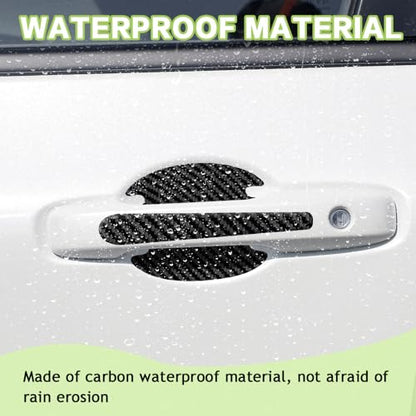 8PCS Car Door Handle Scratch Protector, Carbon Fiber Handle Bowl Sticker, Door Protective Film (Black) - color: Black