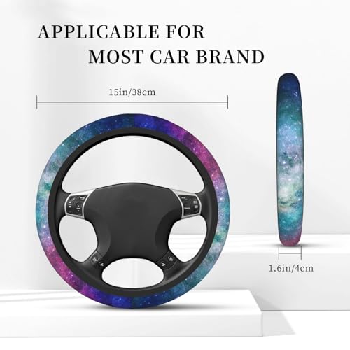 Space Galaxy Print Elastic Steering Wheel Cover Universal 15 Inch - color: 1