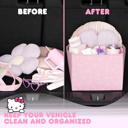 Sanrio Hello Kitty Car Trunk Organizer and Storage Bin - Collapsible Simple Compartment Convenient Heavy Duty, Fold Up for Easy Storage Box, Automotive Seat Cargo Groceries Tools - 12.5L x 12.5W x 9H - style: Organizer Hello Kitty