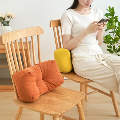 Back Pillow for Chair, Lumbar Support Pillow for Office Chair Lower Back Pain Relief Soft Cushion Car Bed Couch Sitting High Elasticity (Yellow, 35cm*16cm*20cm) - color: Yellow