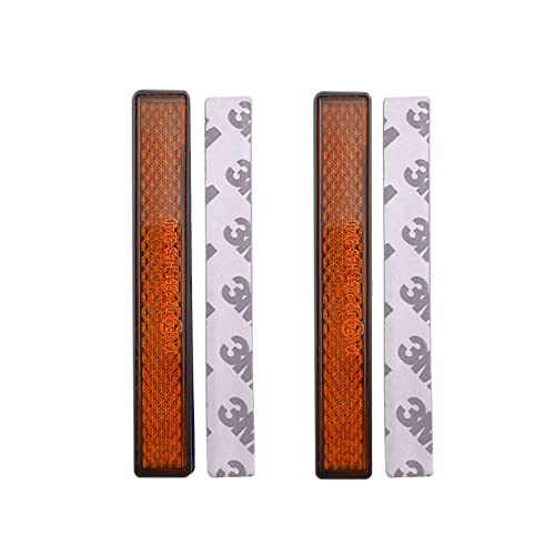 Self-Adhesive Slim Rectangular Reflectors – High-Visibility Reflector for Motorcycles, Cars, Trucks, Trailers (Amber, 2-Pack) - color: 04.Amber – Adhesive | 4.03x0.6x0.29 inch, style: Slim Rectangular