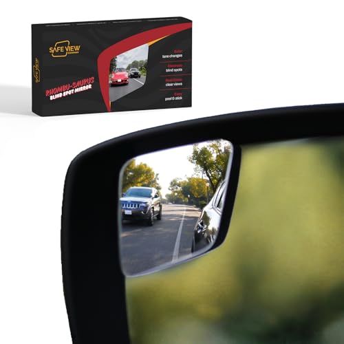 "Rhombus 4000" Car Blind Spot Mirror by Safe View Company - Change Lanes w Confidence, Frameless HD Convex Glass, Seamlessly Contours to Rear View Side Mirrors, Peel & Stick (2Pack) - size: Rhombu-saurus