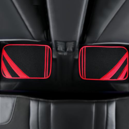 CAR PASS Red Edge Leather Car Floor Mats, Universal Waterproof Car Mats with Double Stitch Line and Anti-Slip Backing Design, for Cute Girly Women, Fit 95% Automotive,SUVs,Sedan,Vans (Black and Red) - color: Black and Red