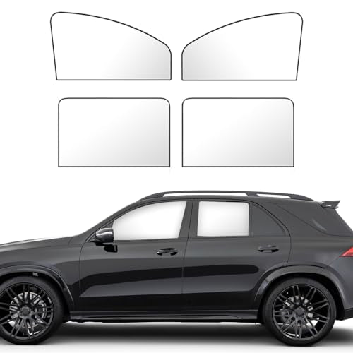 4 PCS Car Side Window Sun Shades, Magnetic Front Rear Window Shades for Sun Heat Blocking & UV Protection, Auto Privacy Sunshade Curtain for Baby Camping, Car Accessories (Silver) - color: Silver