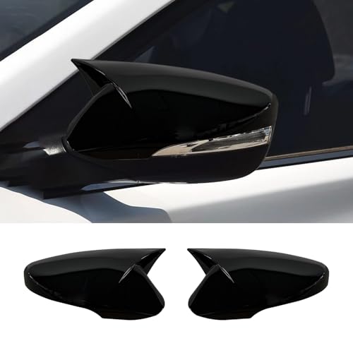 Compatible with Hyundai Elantra 2011 2012 2013 2014 2015 2016 Accessories Car Exterior Ox Horn Design Door Side Rearview Mirror Guard Cover Trim Caps - Glossy Black Style 2PCS - color: Glossy Black, size: For Elantra 2011-2016 with Turn Signal