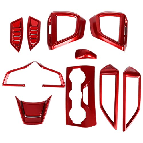 Full Set Interior Decoration Trim Kit Center Console Trim Air Outlet Automotive Steering Wheel Cover Accessories 12Pcs for Subaru Crosstrek 2018-2023 Forester 2019-2023 Impreza 2017-2023 - color: Red