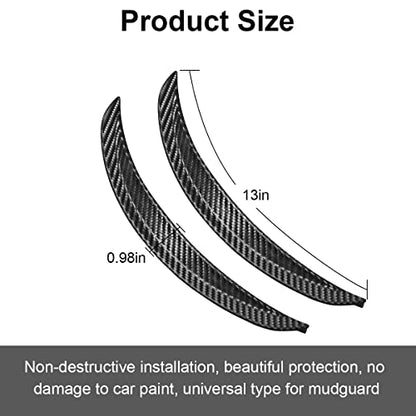 2PCS Wheel Tires Eyebrow Strip, 3D Carbon Fiber Automotive Fender Flare Arch Lip Trim Strip, 13'' Anti Collision Wheel Mudguard Strips with 3M Molding Tape, Car Accessories for Most Vehicle