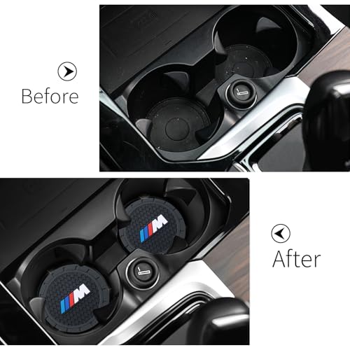 Car Cup Holder Coaster Fit for BMW M M2 M3 M4 Recessed Silicone Cupholder Coaster Interior Accessories 2.75in 2Pack - color: Black-05