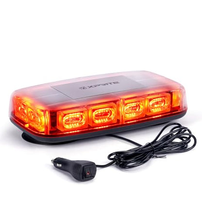 Xprite Upgraded 12" 72LED Rooftop Mini Strobe Lights, Emergency Safety Flashing Beacon Light Bar with Magnetic Base for 12V-24V Construction Vehicles, Trucks, Snow Plow, Postal Car (Red) - color: Red