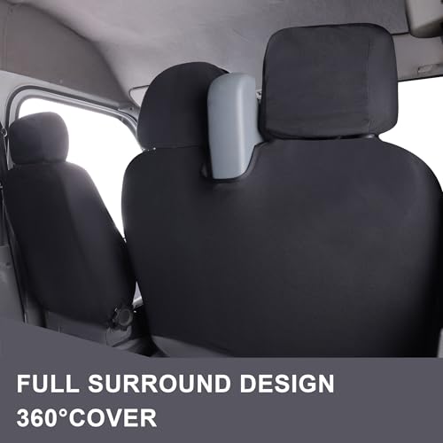 Flying Banner AquaShield car seat Covers Set Waterproof Water Resistant arm Rest Shoulder Seatbelt Compatible Truck Protectors Universal Non Slip (Solid Black, 1 Driver + 2 Passanger) - color: Solid Black, size: 1 Driver + 2 Passenger