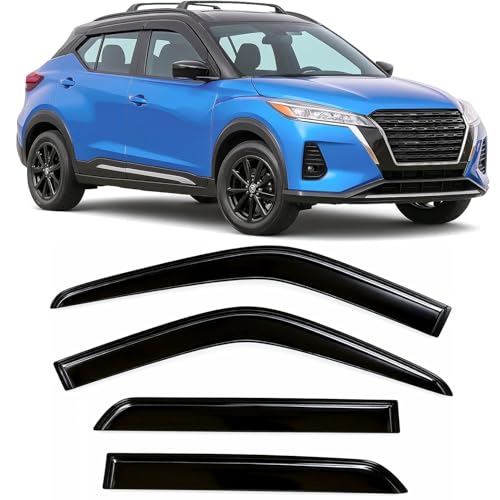 2018-2024 Tape-On Rain Guards for Nissan Kicks Side Window Visor Deflectors Extra Thick Vent Shades 2019 2020 2021 2022 2023 - size: For Nissan Kicks 2018-2024