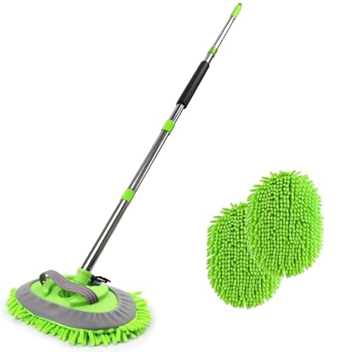 HITJOY 3Pcs 62'' Microfiber Car Wash Brush Mop Kit Sponge with Long Handle, Chenille Car Cleaning Brush Supplies for Car Rv SUV Truck Boat Bus Non-Scratches - color: 6pcs