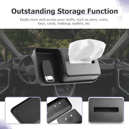 LUWU 2024 RAV 4 Dashboard Storage Tray Compatible with 2019-2022 2023 2024 2025 Toyota RAV 4 Accessories Center Console Display Box Hidden Tray Silicone Organizer Tray w/Tissue Box Behind Screen - color: 2019-2025 RAV 4 Dashboard Box w/Tissue Box