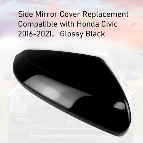 Moonlinks Compatible with 2016-2021 Honda Civic Passenger Side Mirror Cover,Glossy Black for 10th Gen Civic,2019-2022 Insight,RH Side Door Rearview Mirror Cap Trim(1PC) - size: 10th-right Black