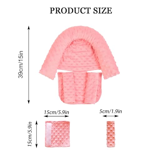 Baby Infant Head and Neck Support Pillow with Seat Belt for Car Seat -Extra Soft 3-in-1 Toddler Car Seat Insert Pad for Car Seats Water Pink - color: Water Pink