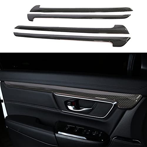 for CRV 2017-2022 Inner Door Panel Trim ABS Carbon Fiber Texture Inner Decoration Stripe Trim Sticker Interior Decoration Accessories for Honda CRV CR-V 2017 2018 2019 2020 2021 2022 4PCS - color: Inner Door Panel
