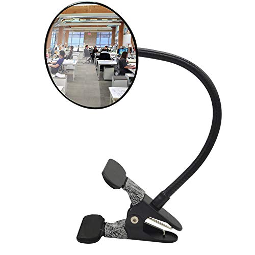 Ampper Glass Clip On Rear View Cubicle Mirror, Flexible Convex Security Mirror for Personal Safety Desk Rearview Monitors or Anywhere (3.75", Round) - color: Framed Glass