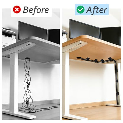 Cable Management Under Desk, Znben Detachable Cable Straps Heavy Duty Hook and Loop Cable Ties Reusable 20 Pack