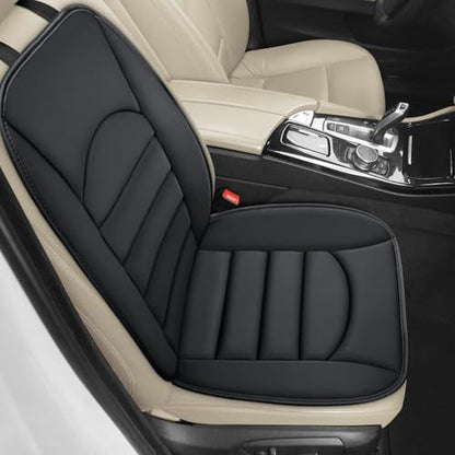 BOPUOVRE Memory Foam Car Seat Cushion with Breathable Fabric & Non-Slip Gel, Universal Fit for Car Truck Office Home 19.6x18x1.2 Black with Backrest - size: Base + Backrest