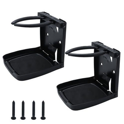 YANYUCB 304 Stainless Steel Adjustable Folding Cup Holders,Matte Black Boat Drink Cup Holder,Folding Wall Car Desk Cup Holder for Trucks,RVs,Vans,Boats,Campers,Caravans(2 Pack) - style: Matte Black 2Pack