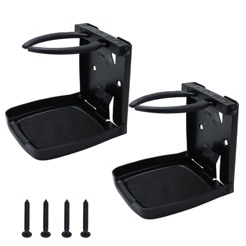 YANYUCB 304 Stainless Steel Adjustable Folding Cup Holders,Matte Black Boat Drink Cup Holder,Folding Wall Car Desk Cup Holder for Trucks,RVs,Vans,Boats,Campers,Caravans(2 Pack) - style: Matte Black 2Pack